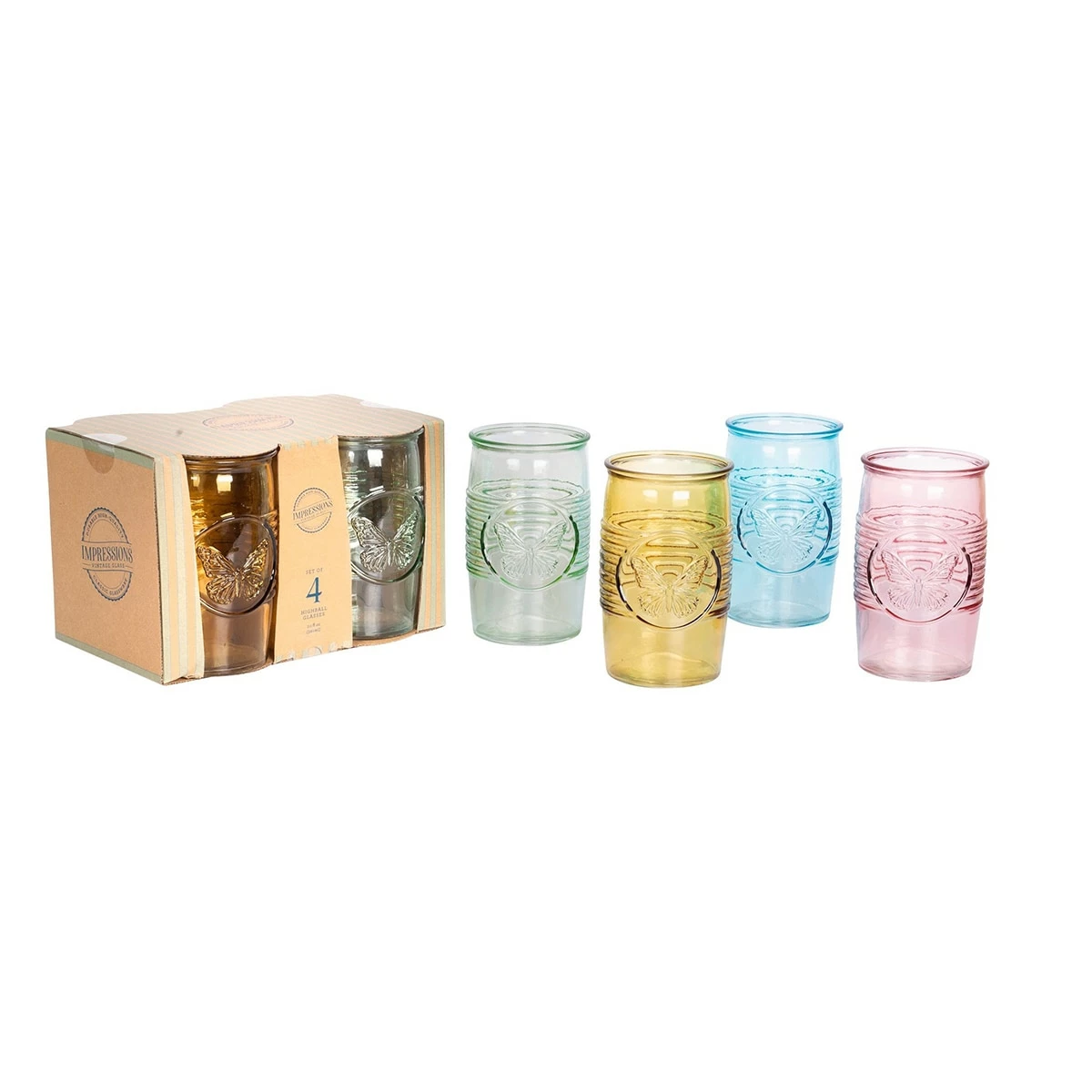 Home-Essentials Kitchen & Dining Home Essentials Impression Butterfly Highball Glasses - Set Of 4 3 Home-Essentials Kitchen & Dining Home Essentials Impression Butterfly Highball Glasses - Set Of 4