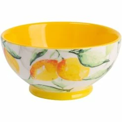Home-Essentials Kitchen & Dining Home Essentials 5.1in. Lemon Garden Footed Soup/Cereal Bowl