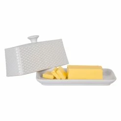 Home-Essentials Kitchen & Dining Home Essentials 8in. Basket Weave Embossed Butter Dish