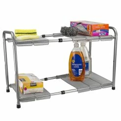 Home-Basics Storage & Organization Home Basics 2-Tier Adjustable Cabinet Organizer -Home-Essentials Shop 152e9333 41b2 48ee 8310 9ab89638a30f