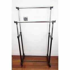 Home-Basics Storage & Organization Home Basics Chrome Double Garment Rack -Home-Essentials Shop 1adac009 647a 45af b8ff 3a751e0aaf0b