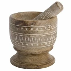 Home-Essentials Kitchen & Dining Home Essentials 5in. Etched Wood Mortar And Pestle