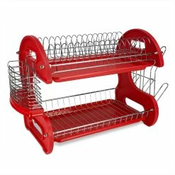 Home-Basics Kitchen & Dining Home Basics 2-Tier Plastic Dish Drainer -Home-Essentials Shop 28257be1 9639 401d b405 1d30c579af50