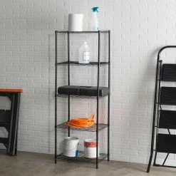 Home-Basics Storage & Organization Home Basics 5 Tier Black Steel Wire Shelf