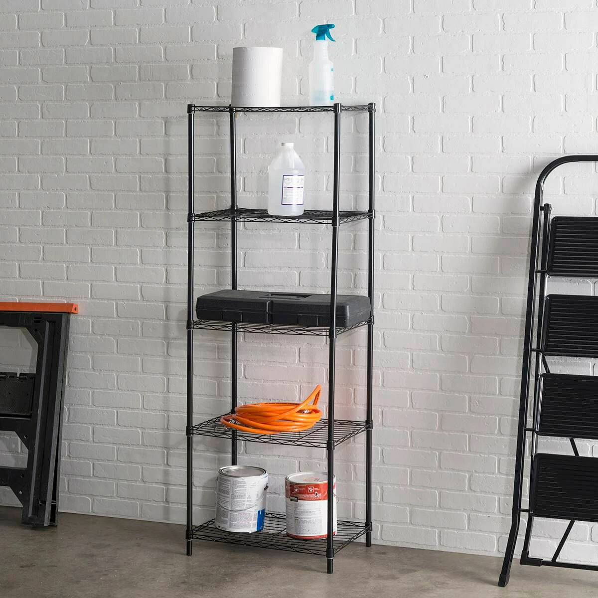 Home-Basics Storage & Organization Home Basics 5 Tier Black Steel Wire Shelf 3 Home-Basics Storage & Organization Home Basics 5 Tier Black Steel Wire Shelf
