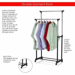 Home-Basics Storage & Organization Home Basics Chrome Double Garment Rack -Home-Essentials Shop 41737e98 a934 4535 84a2 b472220c17ad