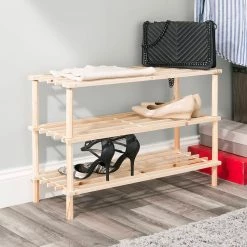 Home-Basics Storage & Organization Home Basics 3 Tier Wooden Shoe Rack