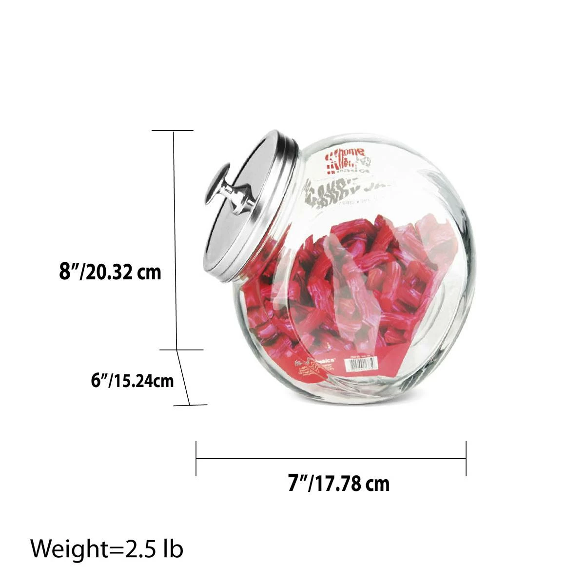 Home-Basics Storage & Organization Home Basics 91oz. Round Glass Candy Jar 5 Home-Basics Storage & Organization Home Basics 91oz. Round Glass Candy Jar - Image 3