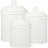 Home-Essentials Storage & Organization Home Essentials Set Of 3 Basket Weave Embellished Canister