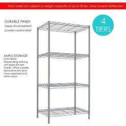 Home-Basics Storage & Organization Home Basics 4 Tier Steel Wire Shelf -Home-Essentials Shop 63e2f944 2a28 40bb ba7a d41cbc2b1c2c
