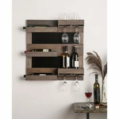 Home-Essentials Home Decor Home Essentials Wood Wine Rack & Chalkboard