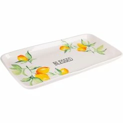 Home-Essentials Kitchen & Dining Home Essentials 14.2in. Lemon Garden Rectangle Organic Platter