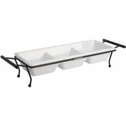 Home-Essentials Kitchen & Dining Home Essentials 14in. 3 Section Serving Tray With Metal Rack