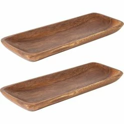 Home-Essentials Kitchen & Dining Home Essentials Set Of 2 10in. Rectangle Wood Coin Tray