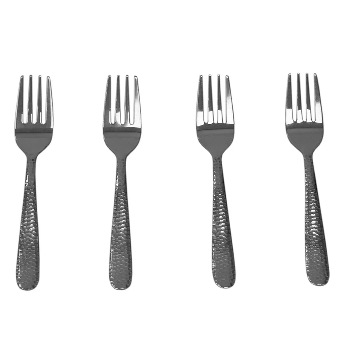 Home-Basics Kitchen & Dining Home Basics Hammered Stainless Steel Salad Forks 4pc. 4 Home-Basics Kitchen & Dining Home Basics Hammered Stainless Steel Salad Forks 4pc. - Image 2