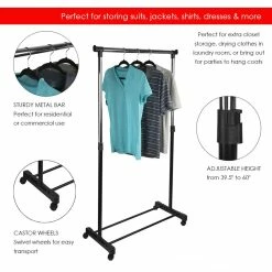 Home-Basics Storage & Organization Home Basics Single Rail Rolling Garment -Home-Essentials Shop 805c9651 f692 427f 89a7 70de29763aef