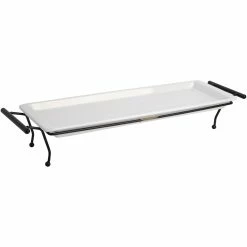 Home-Essentials Kitchen & Dining Home Essentials 17in. Rectangle Serving Tray With Metal Rack