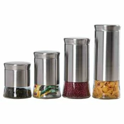 Home-Basics Storage & Organization Home Basics Essence Collection Canister Set Of 4 -Home-Essentials Shop 971ddf29 5c7c 4359 83a3 a3530e42351b