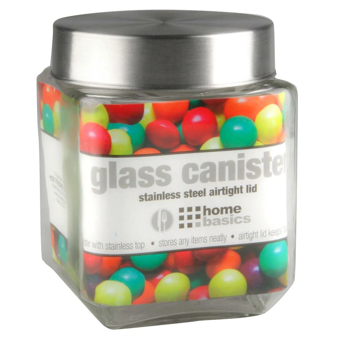 Home-Basics Storage & Organization Home Basics 40oz. Square Glass Canister 4 Home-Basics Storage & Organization Home Basics 40oz. Square Glass Canister - Image 2