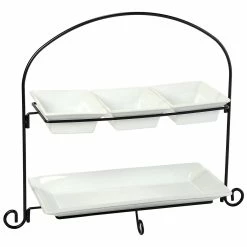 Home-Essentials Kitchen & Dining Home Essentials Metal Rack With 14in. Tray & 3 Square Bowls Set