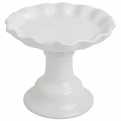Home-Essentials Kitchen & Dining Home Essentials 6in. White Round Ruffle Mini Cake Stand