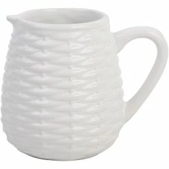 Home-Essentials Kitchen & Dining Home Essentials 4in. White Embossed Weave Creamer Jug