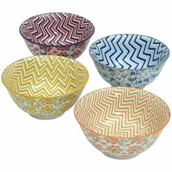 Home-Essentials Kitchen & Dining Home Essentials 6in. Chintz Chevron Bowls - Set Of 4