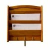 Home-Basics Storage & Organization Home Basics 3 Tier Pine Letter Rack With Key Hooks