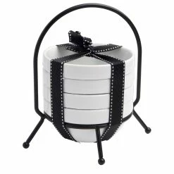 Home-Essentials Kitchen & Dining Home Essentials White Set Of 4 Snack Bowls With Rack