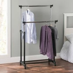 Home-Basics Storage & Organization Home Basics Chrome Double Garment Rack