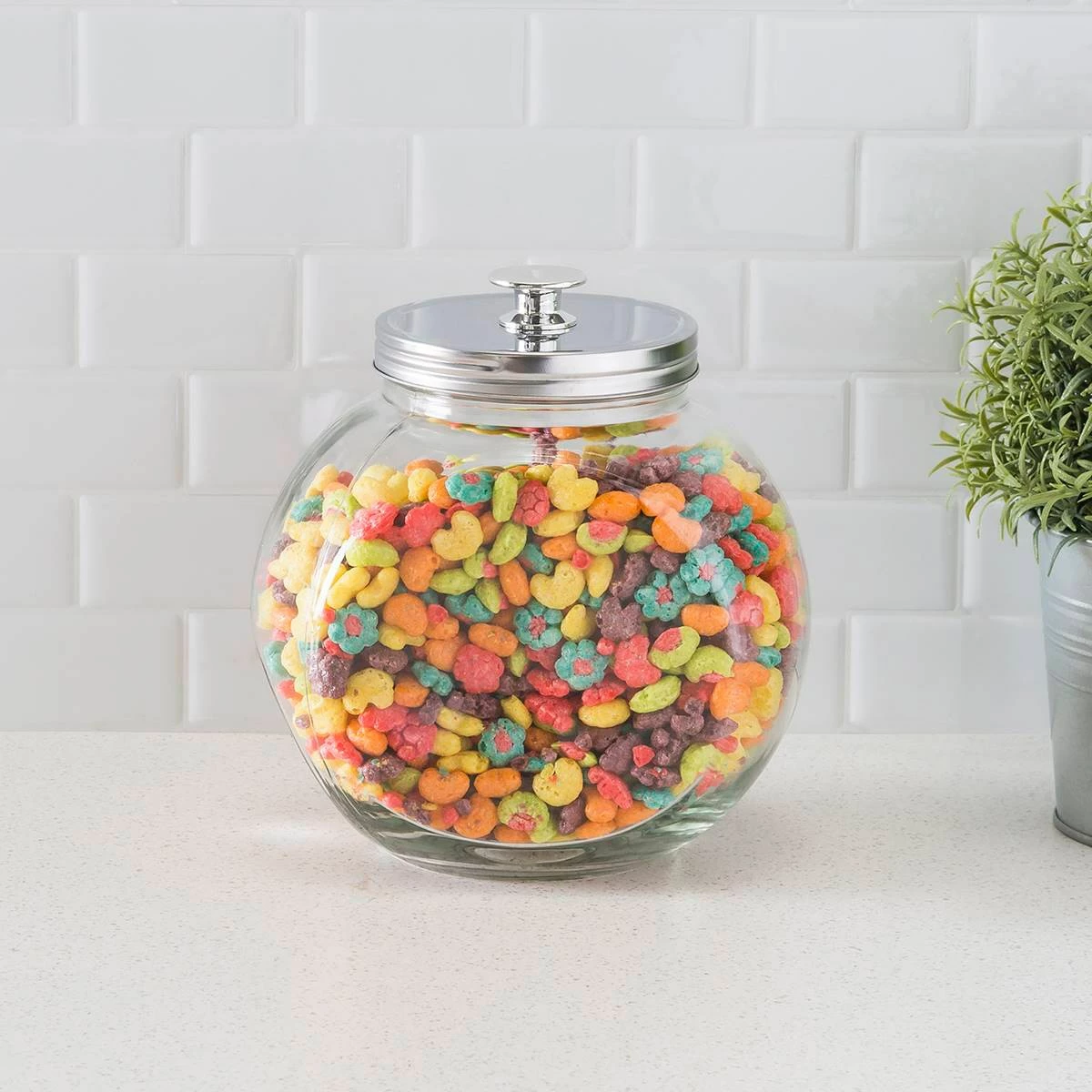 Home-Basics Storage & Organization Home Basics 91oz. Round Glass Candy Jar 3 Home-Basics Storage & Organization Home Basics 91oz. Round Glass Candy Jar