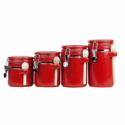 Home-Basics Storage & Organization Home Basics 4pc. Ceramic Canister Set & Spoon