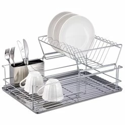 Home-Basics Storage & Organization Home Basics 2 Tier 3pc. Steel Dish Drainer