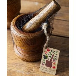 Home-Essentials Kitchen & Dining Home Essentials 2pc. 5in. Footed Wood Mortar And Pestle