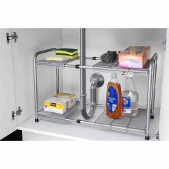 Home-Basics Storage & Organization Home Basics 2-Tier Adjustable Cabinet Organizer -Home-Essentials Shop cb38c5dd 3b42 4c72 b85d f0af4e244021