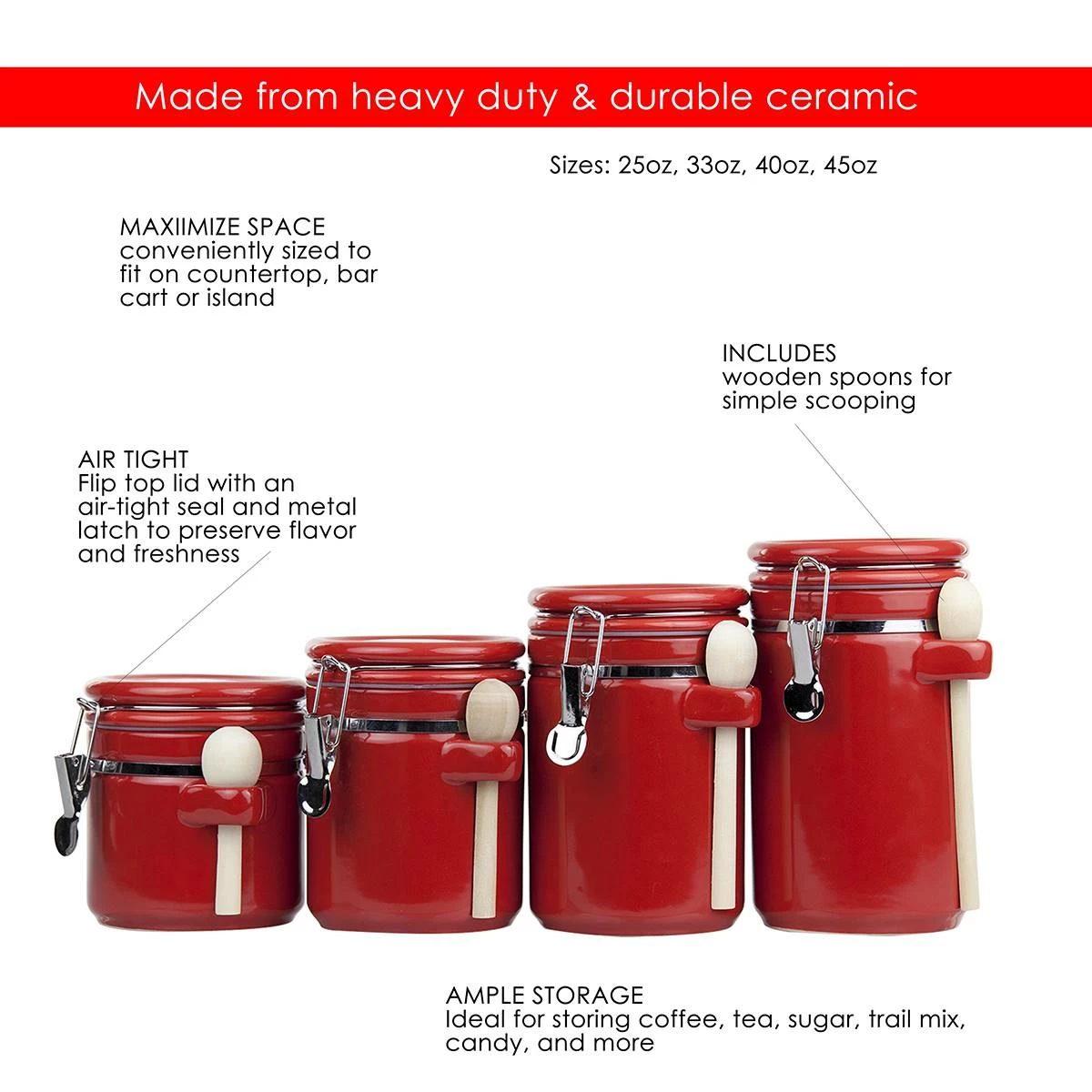 Home-Basics Storage & Organization Home Basics Ceramic Canister Set Of 4 4 Home-Basics Storage & Organization Home Basics Ceramic Canister Set Of 4 - Image 2