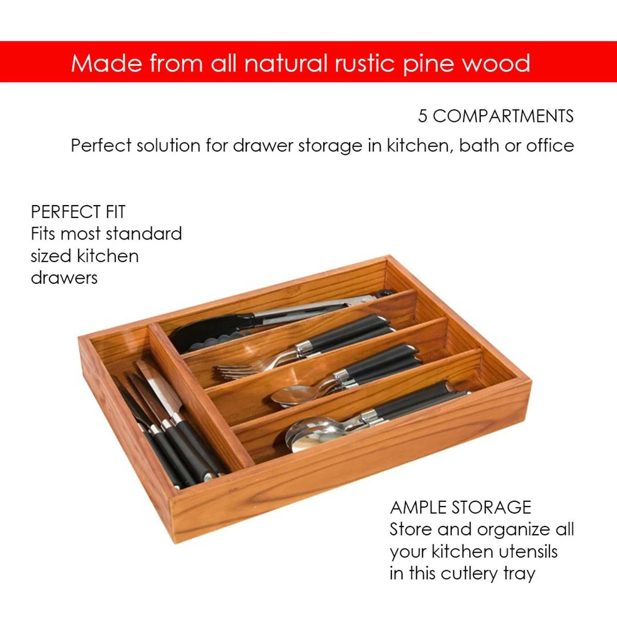 Home-Basics Storage & Organization Home Basics Extra Deep Cutlery And Flatware Storage Organizer 4 Home-Basics Storage & Organization Home Basics Extra Deep Cutlery And Flatware Storage Organizer - Image 2