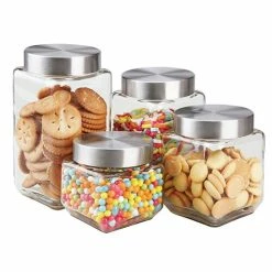 Home-Basics Storage & Organization Home Basics 4pc. Canister Set & Stainless Steel Lids