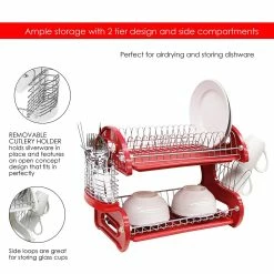Home-Basics Kitchen & Dining Home Basics 2-Tier Plastic Dish Drainer -Home-Essentials Shop ccf838e8 4038 4959 acac c666161b309e