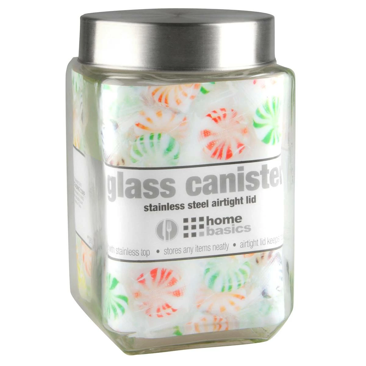 Home-Basics Storage & Organization Home Basics 56oz. Square Glass Canister 5 Home-Basics Storage & Organization Home Basics 56oz. Square Glass Canister - Image 3