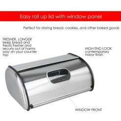 Home-Basics Storage & Organization Home Basics Stainless Steel Bread Box -Home-Essentials Shop e0f2fb54 0688 4e00 872b 86b5e424817a