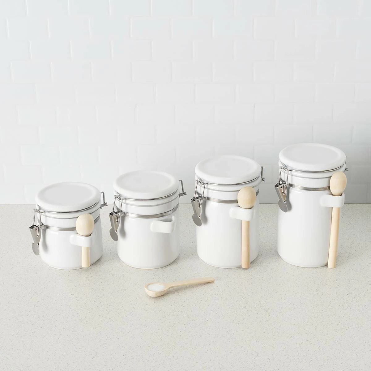 Home-Basics Storage & Organization Home Basics Ceramic Canister Set Of 4 7 Home-Basics Storage & Organization Home Basics Ceramic Canister Set Of 4 - Image 5
