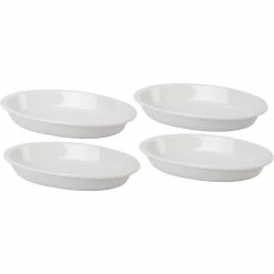 Home-Essentials Kitchen & Dining Home Essentials 8in. White Porcelain Deep Oval Baker - Set Of 4