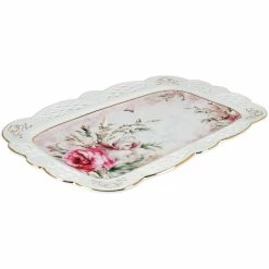 Home-Essentials Kitchen & Dining Home Essentials 14x9 Pink Rose Pierced Tray