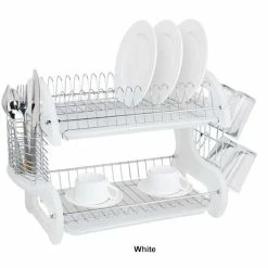 Home-Basics Storage & Organization Home Basics 2 Tier Dish Drainer -Home-Essentials Shop ed2ea2bb 7cb8 4a21 9124 f7197861a813