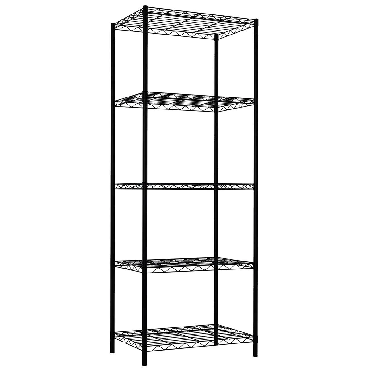 Home-Basics Storage & Organization Home Basics 5 Tier Black Steel Wire Shelf 4 Home-Basics Storage & Organization Home Basics 5 Tier Black Steel Wire Shelf - Image 2