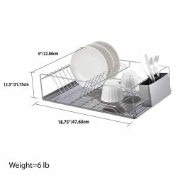 Home-Basics Kitchen & Dining Home Basics 3pc. Steel Dish Drainer -Home-Essentials Shop f4d87b64 d3da 4694 90b0 e140548026a6